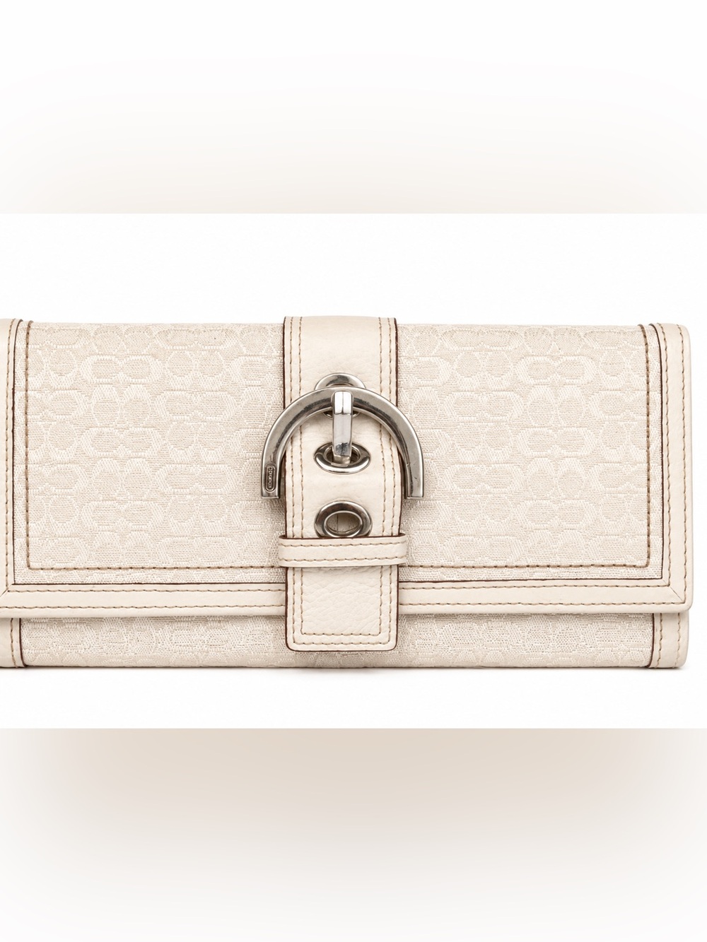 Coach Soho Wallet in White with Buckle Snap Closure